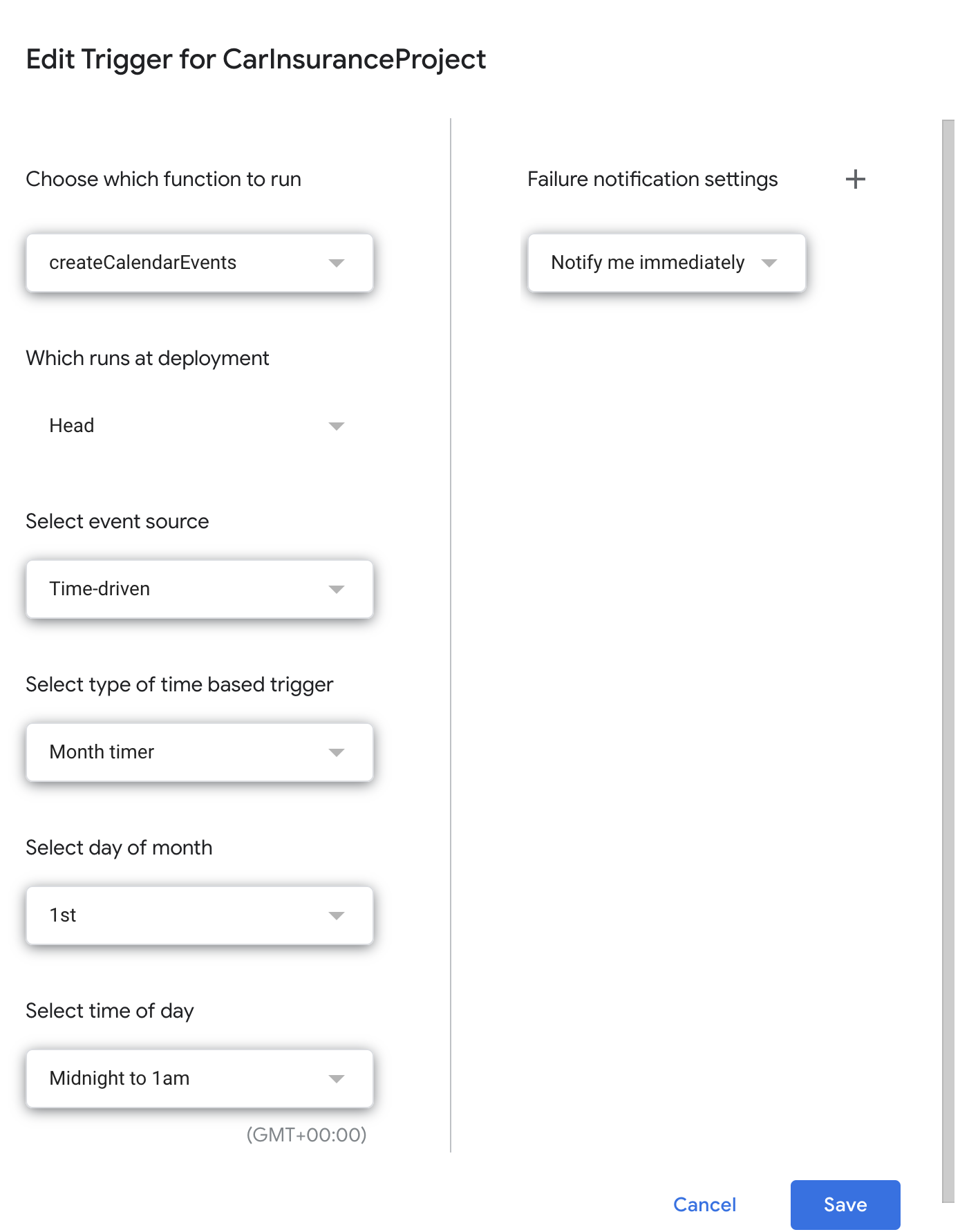 Trigger Automatic Google Script
